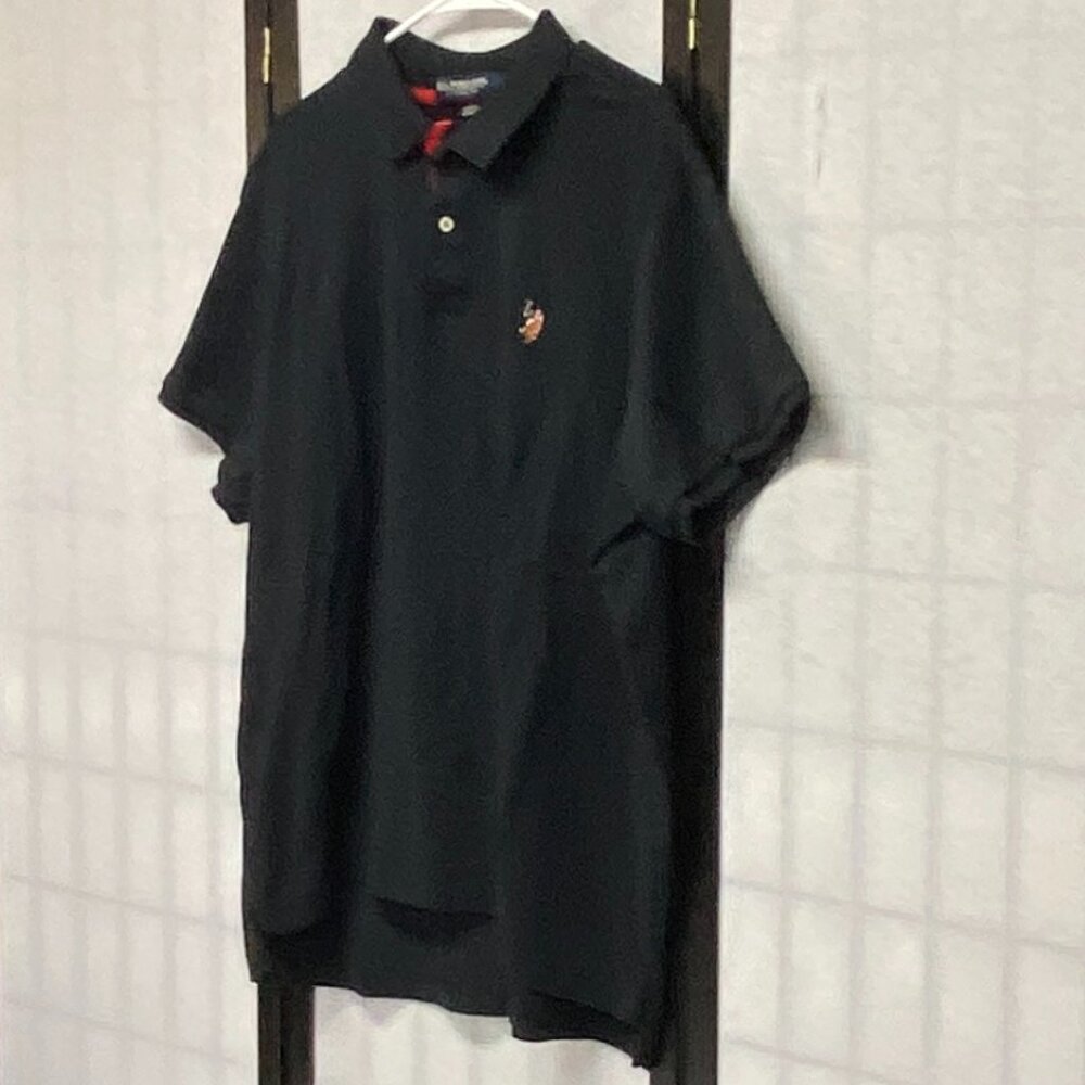 US Polo Assn Rib Collar 2 Button Luxury Feel Knit Polo Black 2XL Short Sleeve - Picture 5 of 13